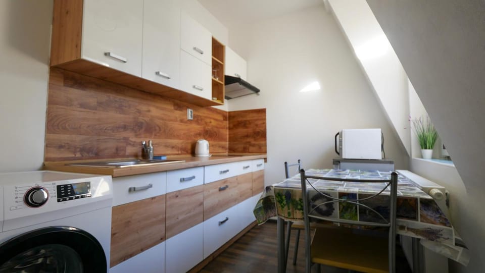 Kitchen or kitchenette, Dining area, minibar, stove, washing machine