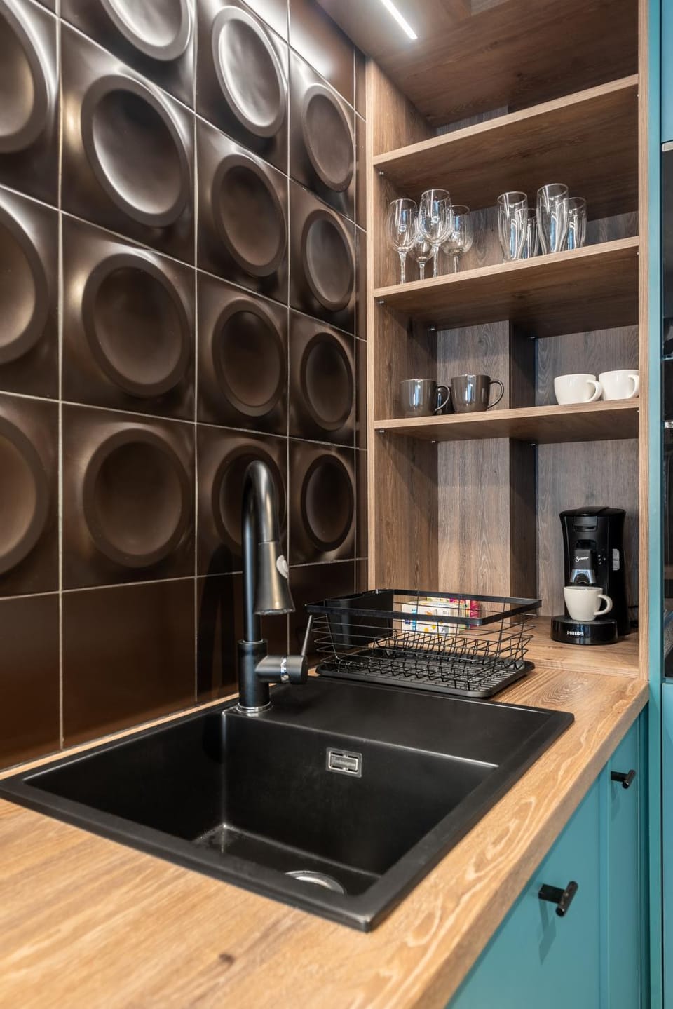 Kitchen or kitchenette, stove
