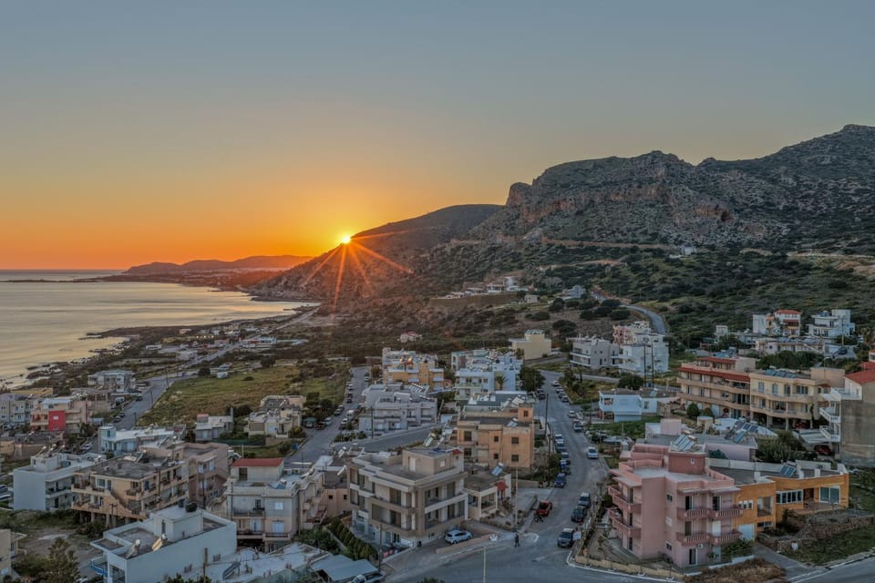 Natural landscape, Bird's eye view, Mountain view, Sea view, Sunset