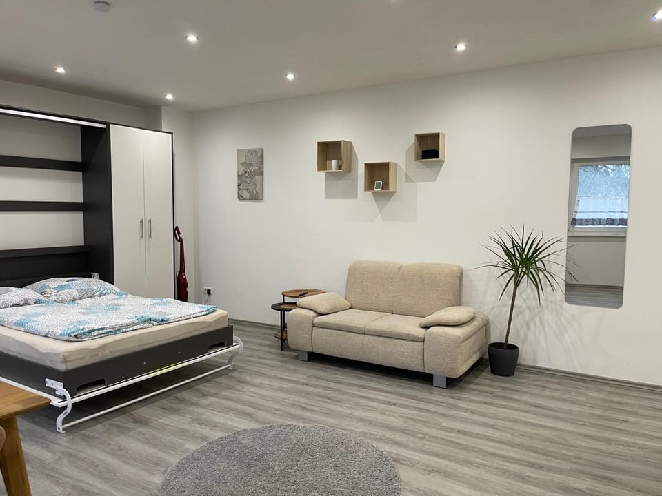 Bed, Living room, Photo of the whole room, Seating area, Bedroom