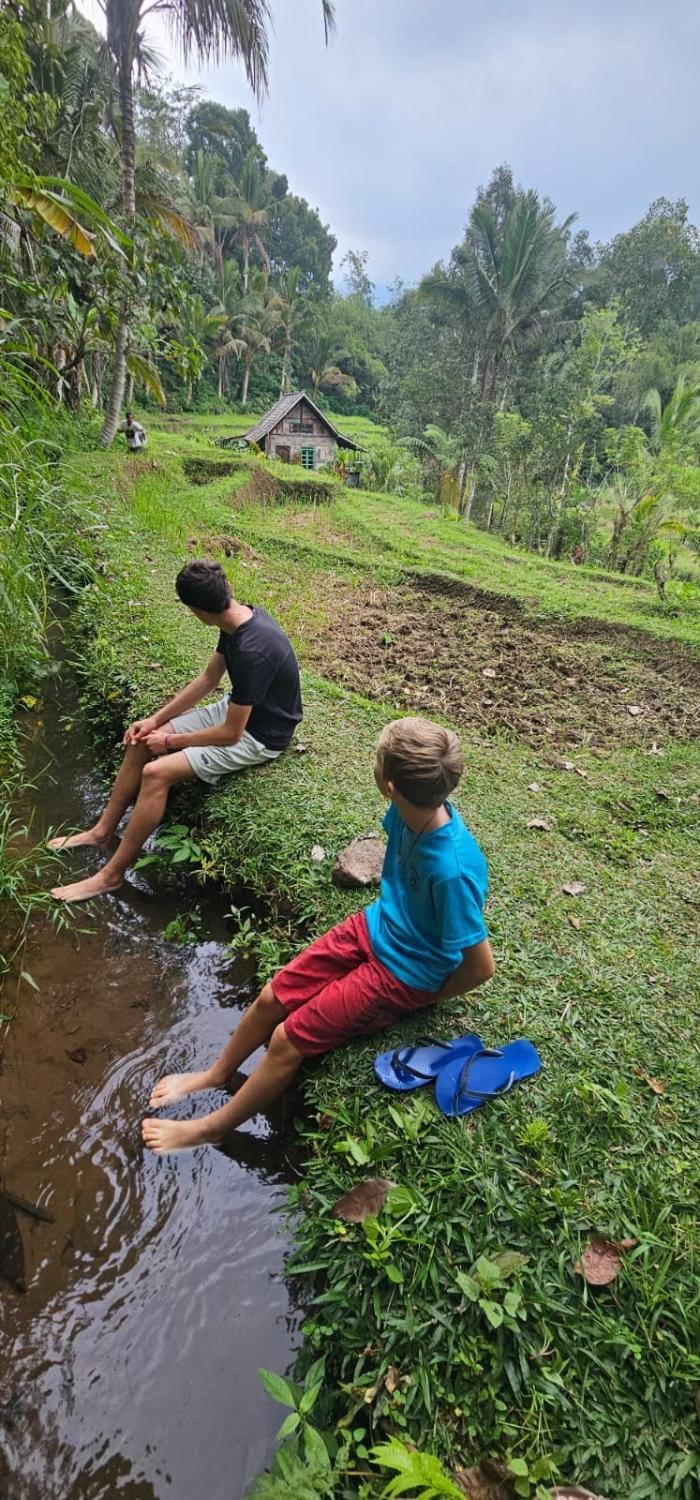 Day, River view, children