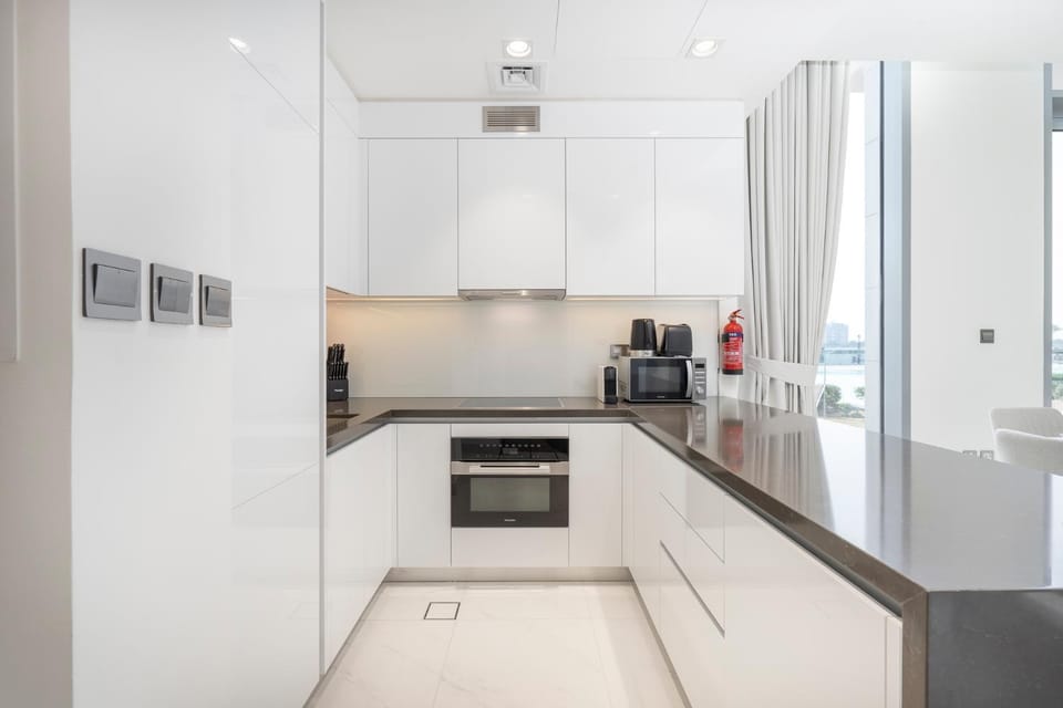 Crystal water lagoon living in District One Apartment in Dubai