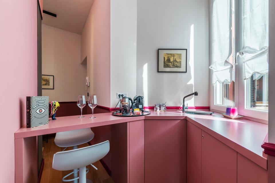 Kitchen or kitchenette, hair dresser