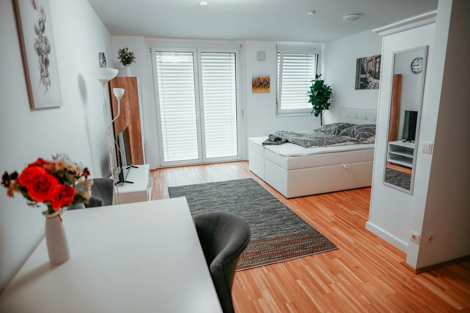 Bed, Living room, Photo of the whole room, Seating area, Bedroom
