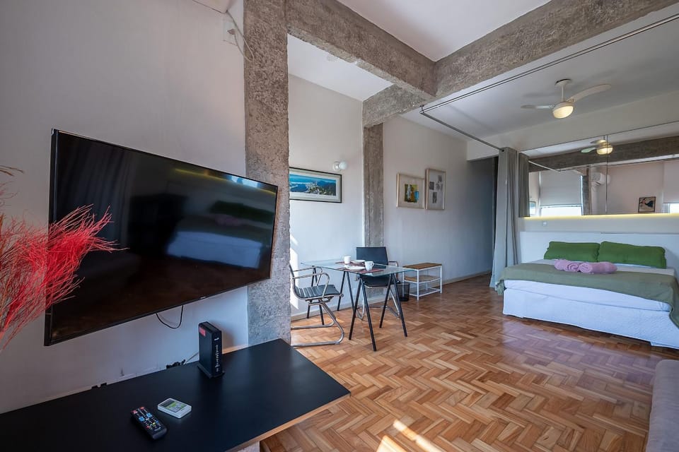 Bed, TV and multimedia, Kitchen or kitchenette, Living room, Photo of the whole room, Seating area, Dining area, Bedroom