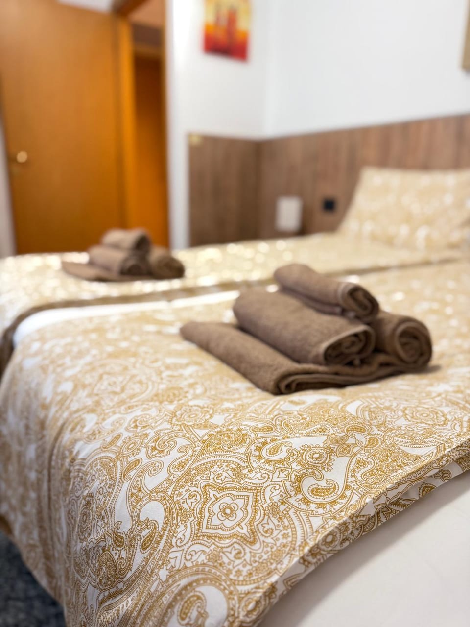 Bed, Photo of the whole room, Bedroom, towels, wardrobe