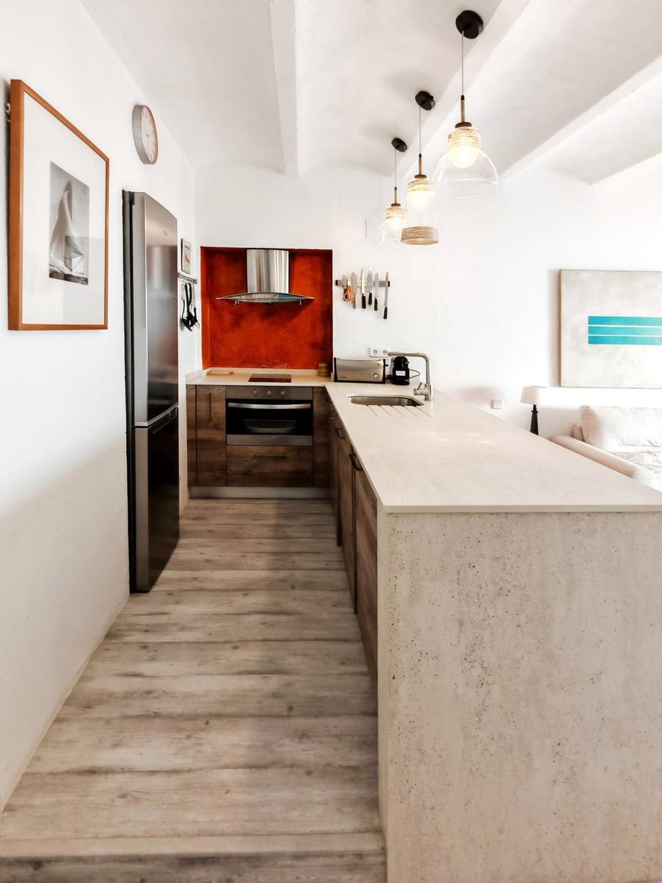 Kitchen or kitchenette, oven, stove