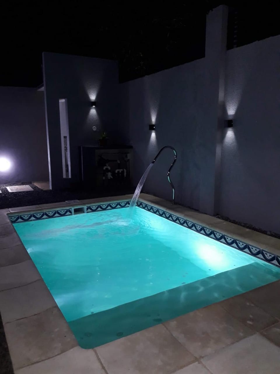 Night, Pool view, Swimming pool, Swimming pool
