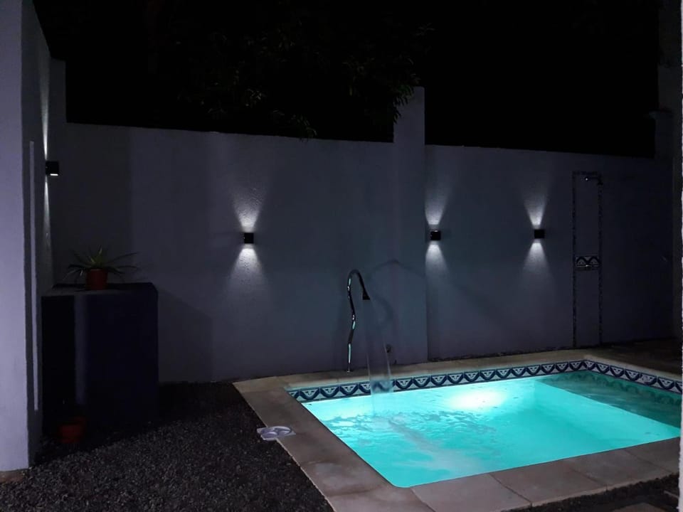 Night, Pool view, Swimming pool, Swimming pool