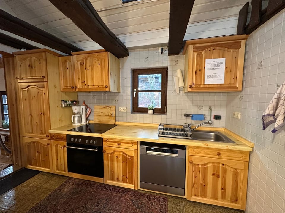 Kitchen or kitchenette, dishwasher, stove
