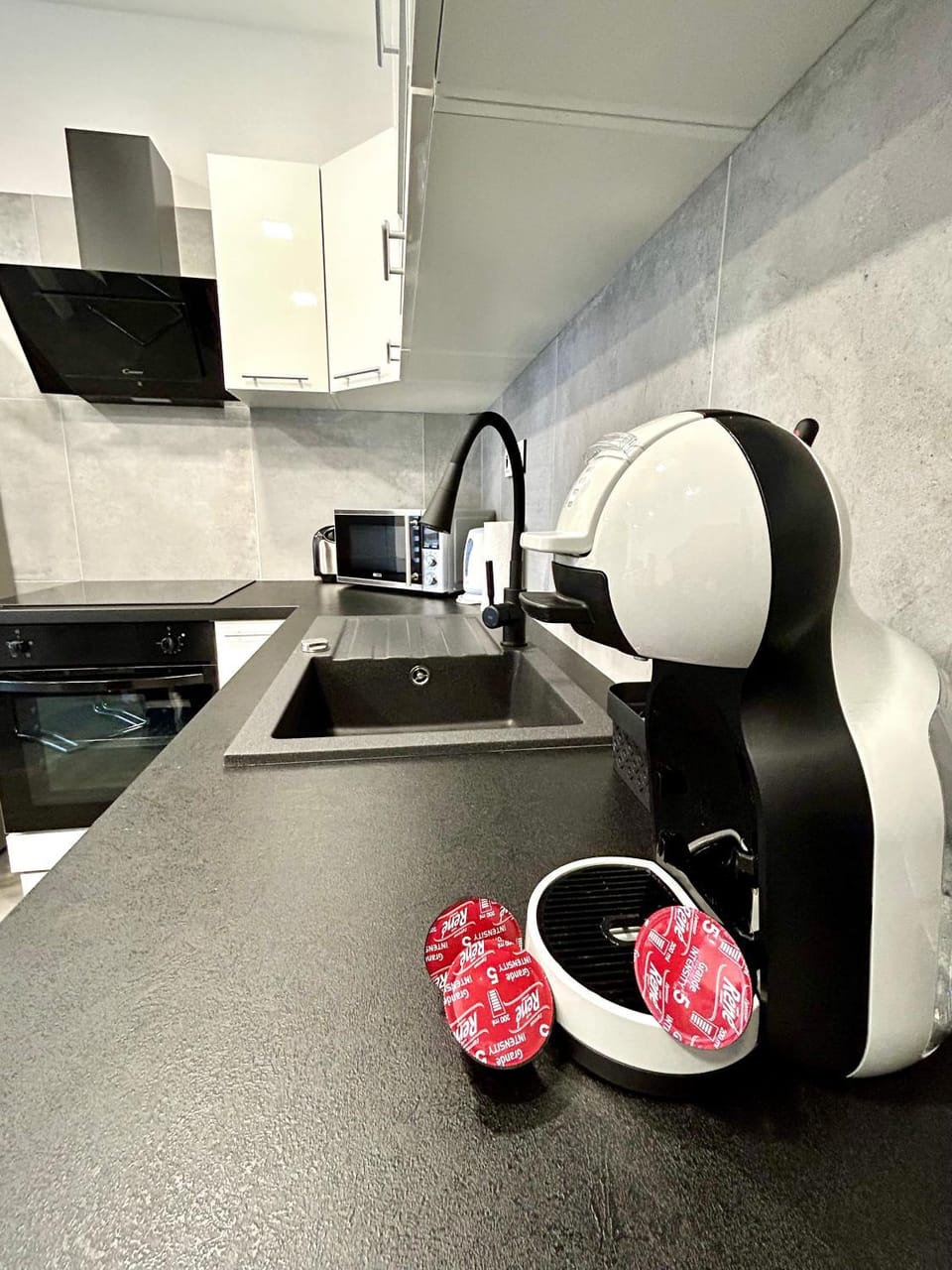 Kitchen or kitchenette, stove, toaster