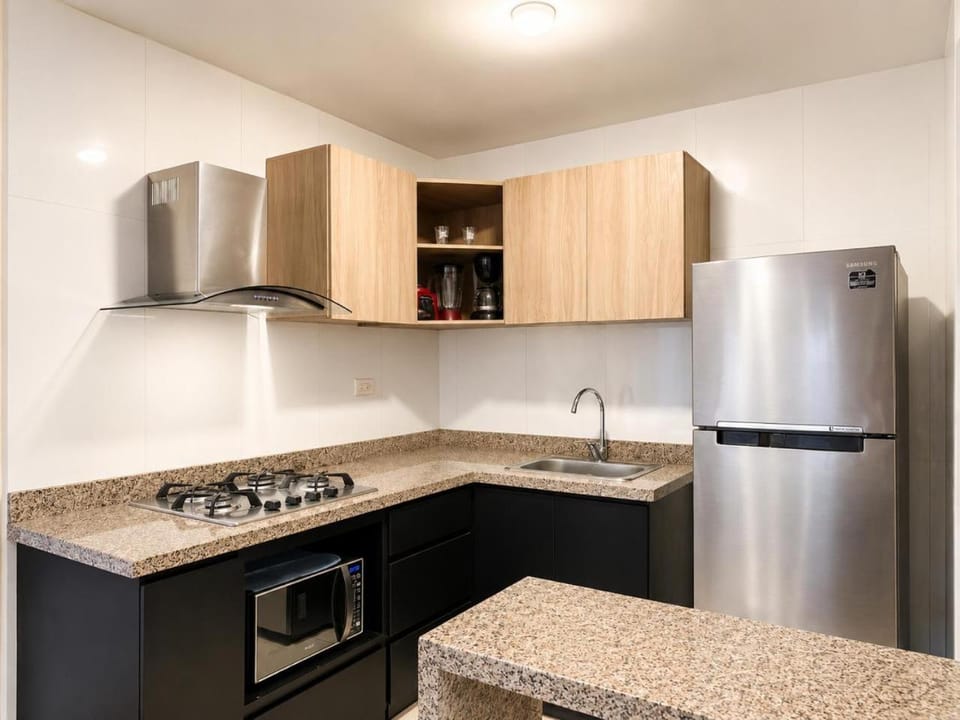 Kitchen or kitchenette, dishwasher, stove