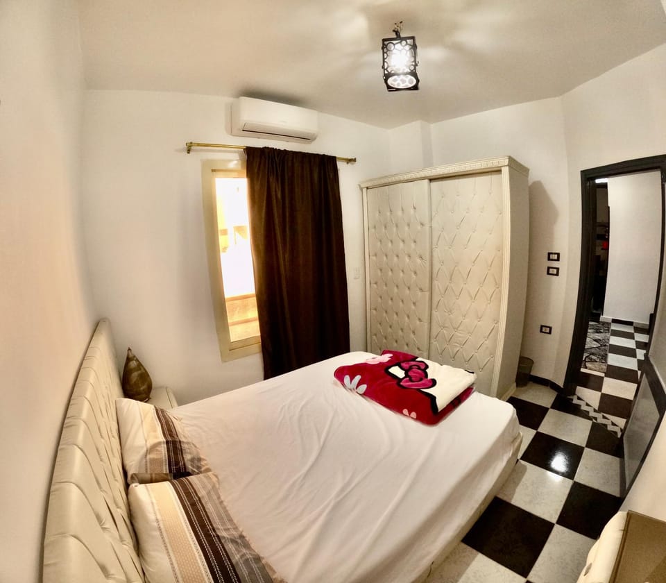 Bed, Photo of the whole room, Bedroom, towels, wardrobe, air conditioner