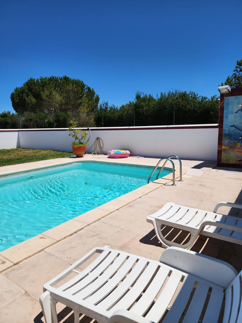 Swimming pool, sunbed