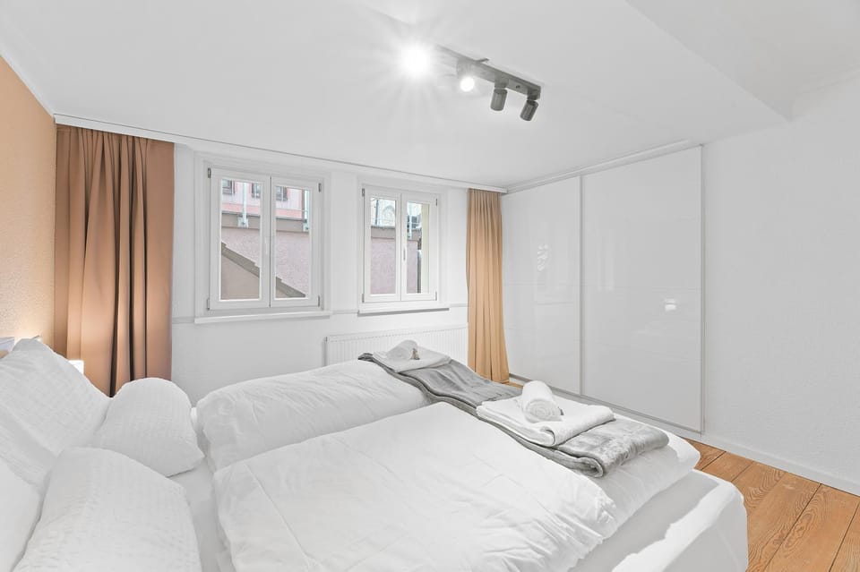 Bed, Photo of the whole room, Bedroom, towels, wardrobe