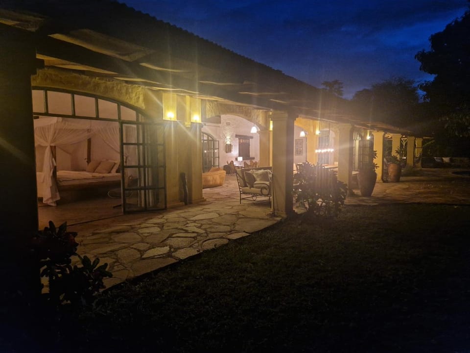 Property building, Patio, Night, Garden