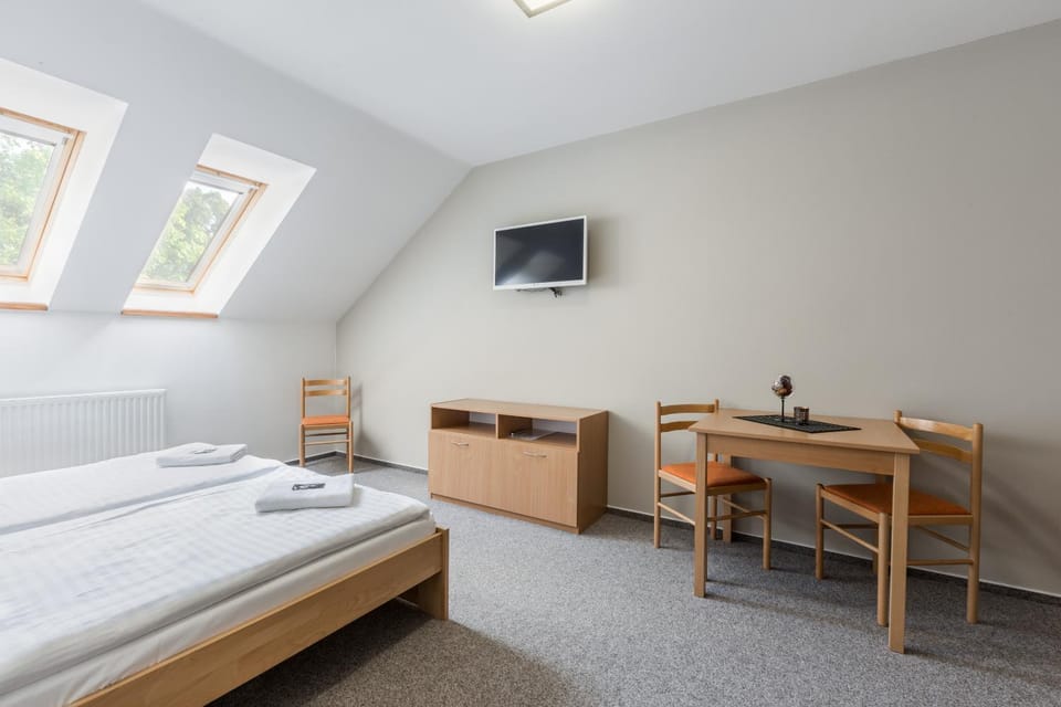 Bed, TV and multimedia, Photo of the whole room, Seating area, Dining area, Bedroom, towels
