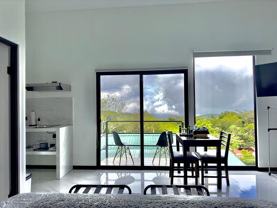 TV and multimedia, Balcony/Terrace, Kitchen or kitchenette, Living room, Seating area, Dining area