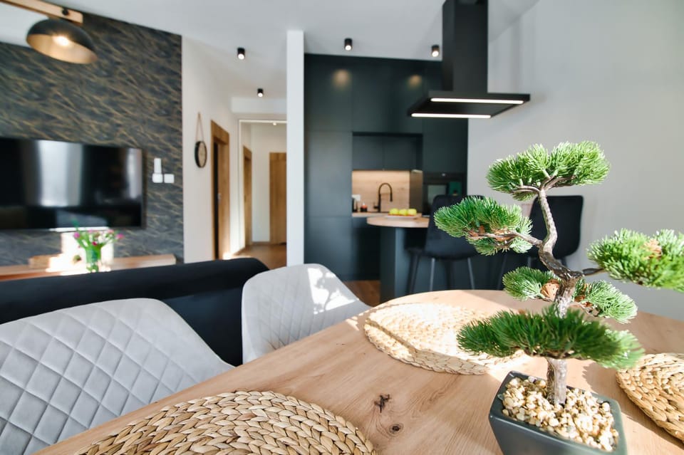 Kitchen or kitchenette, Living room, Seating area, Dining area