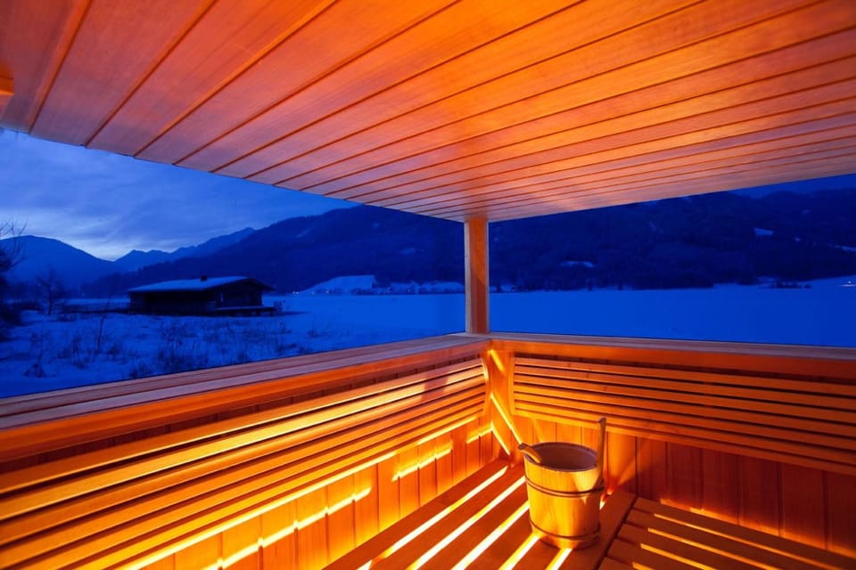 Sauna, Lake view, Sunset