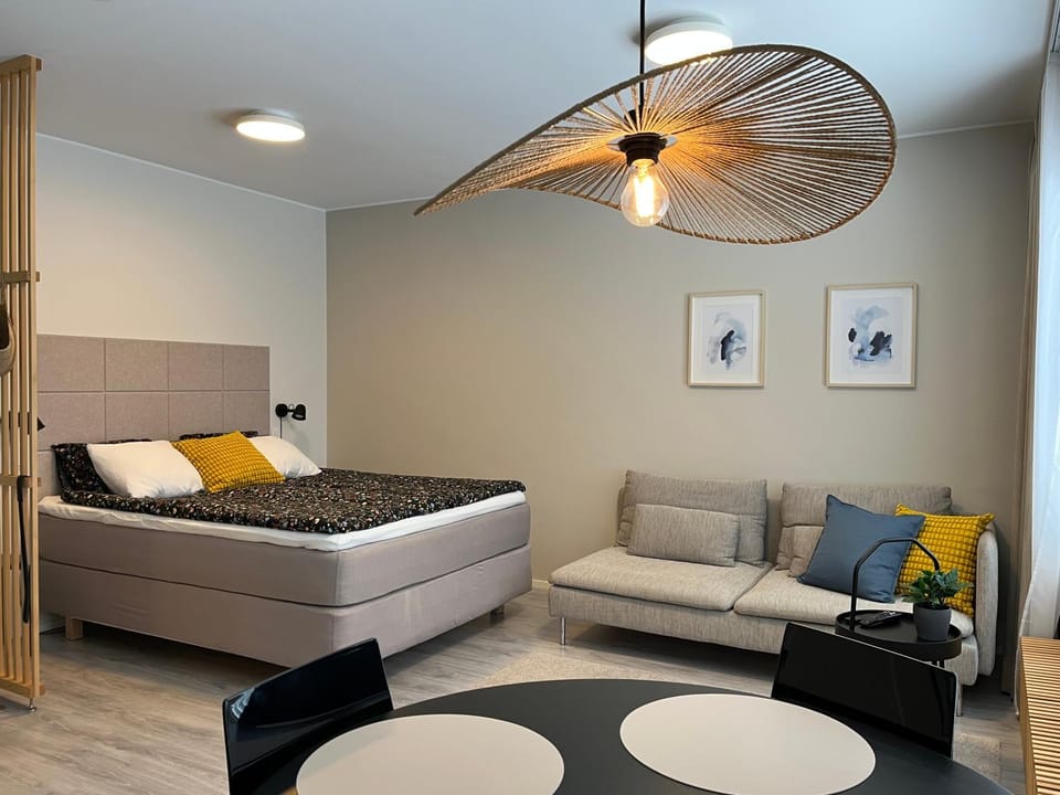 Bed, Living room, Photo of the whole room, Seating area, Bedroom