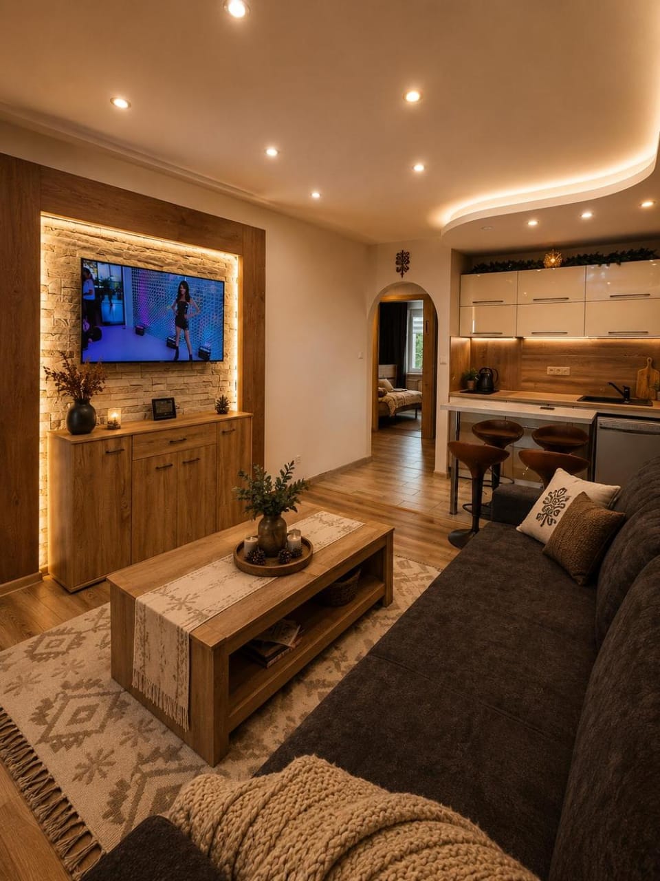 Communal lounge/ TV room, TV and multimedia, Kitchen or kitchenette, Living room, Seating area, Evening entertainment