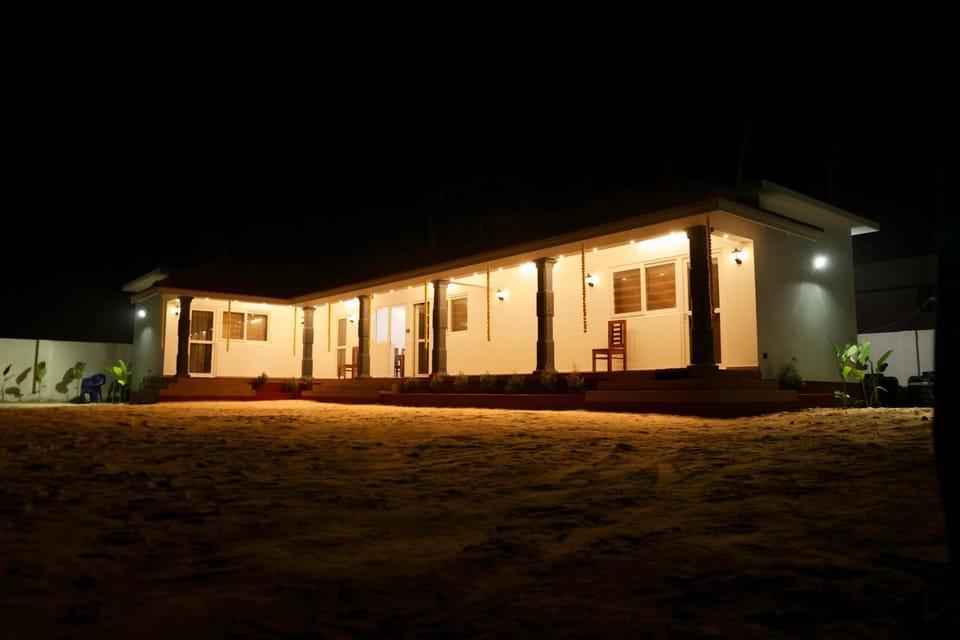 Property building, Night, Garden