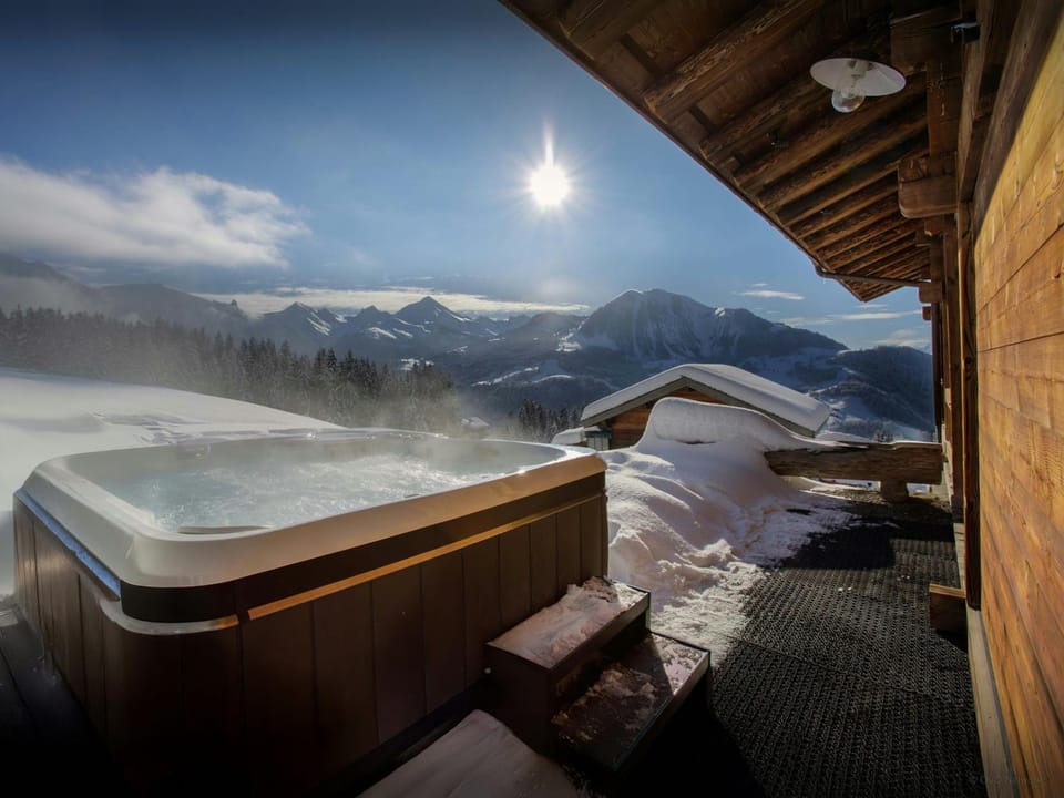 Natural landscape, Winter, Hot Tub, Mountain view