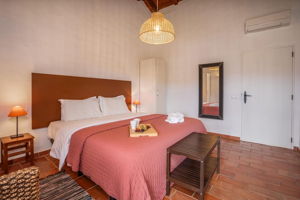 Bed, Photo of the whole room, Bedroom, towels, air conditioner