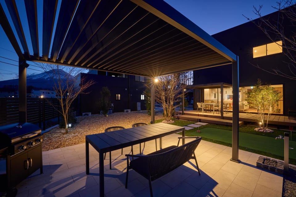 Property building, Night, Garden, Balcony/Terrace