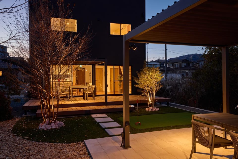 Property building, Night, Garden, Balcony/Terrace, Garden view