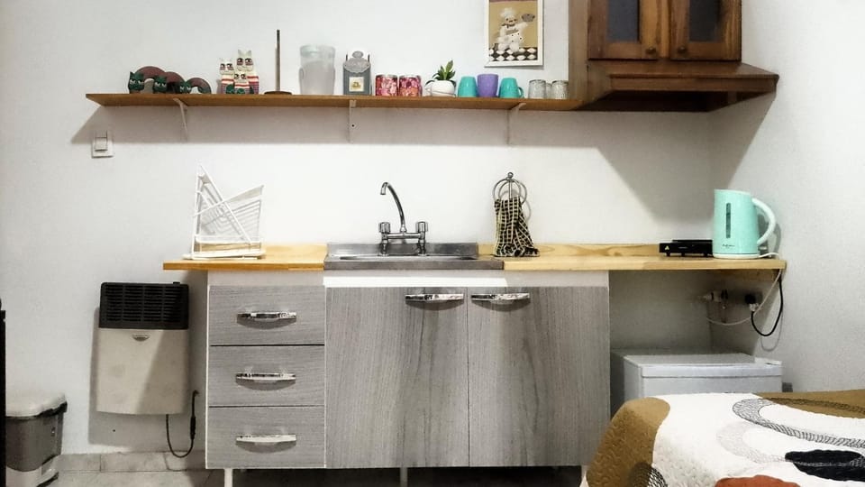 Kitchen or kitchenette, stove