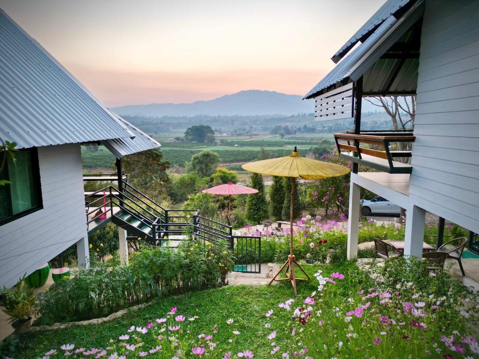 Garden view, Mountain view, Sunset