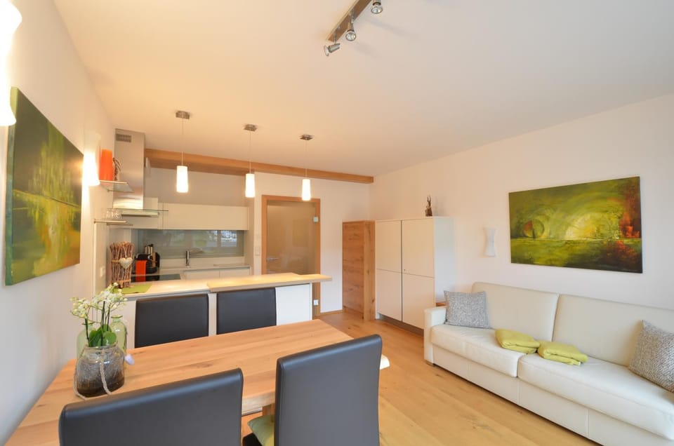 Kitchen or kitchenette, Living room, Seating area, Dining area, stove