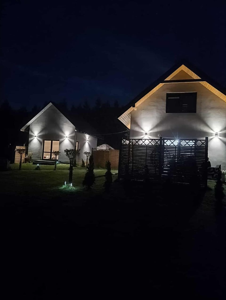 Property building, Night, Garden view