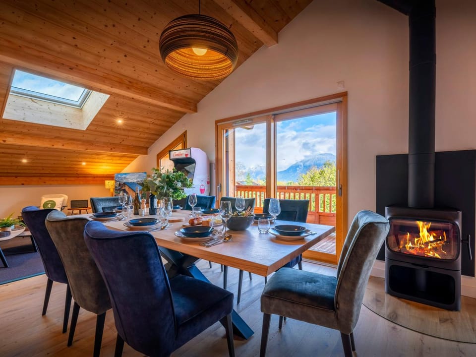Natural landscape, Winter, Dining area, Mountain view