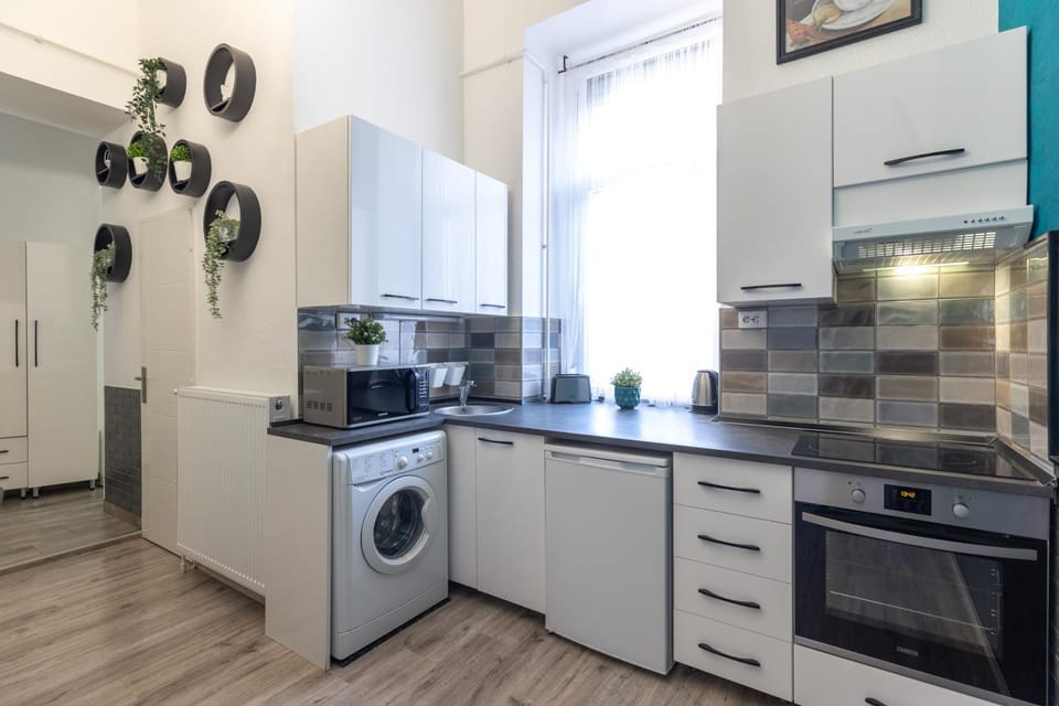 Kitchen or kitchenette, minibar, toaster, washing machine