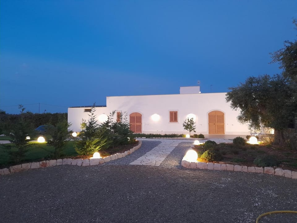 Property building, Night, Garden, Garden view