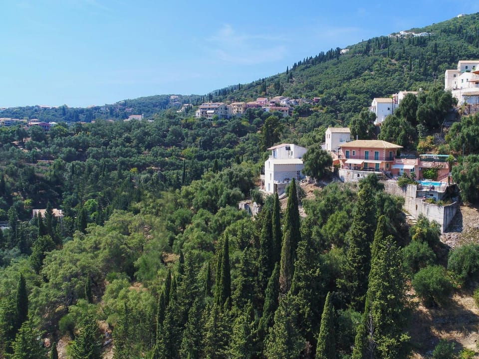 Property building, Natural landscape, Bird's eye view, Mountain view