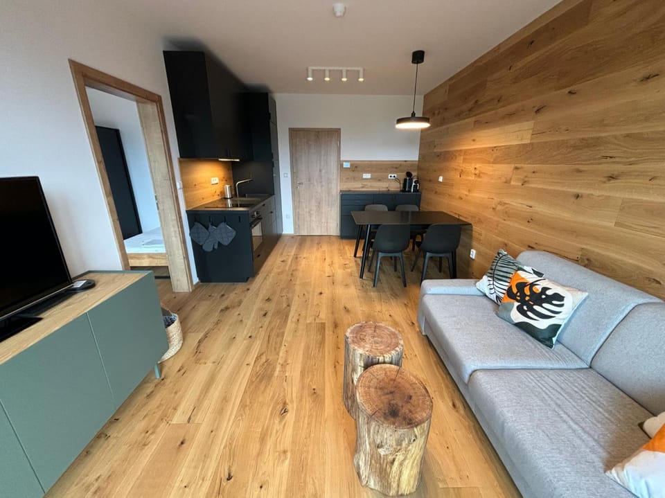 Kitchen or kitchenette, Living room, Dining area