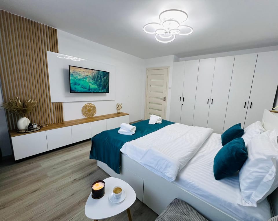 Bed, TV and multimedia, Living room, Photo of the whole room, Seating area, Bedroom, towels, wardrobe