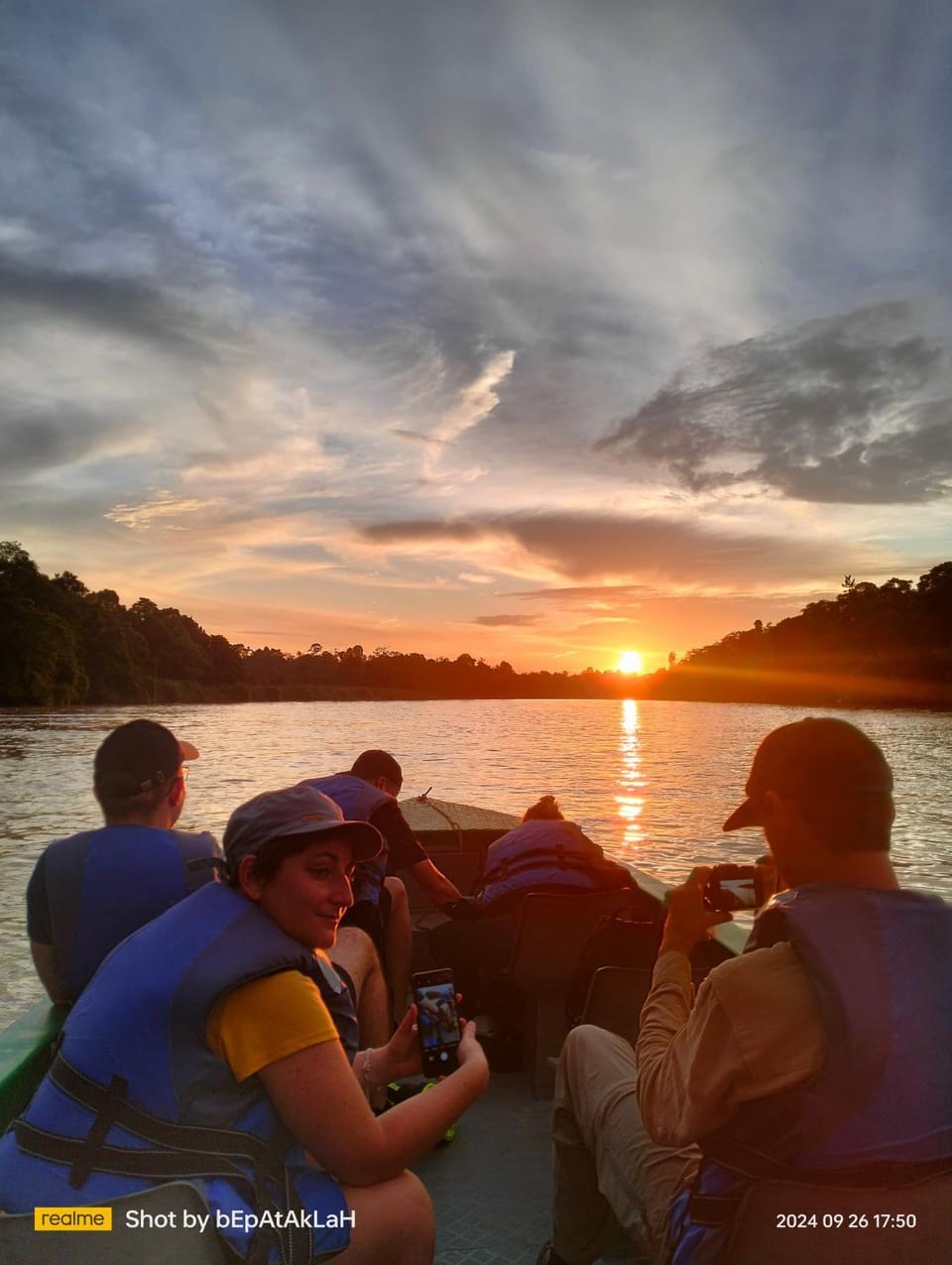 River view, Sunset, group of guests