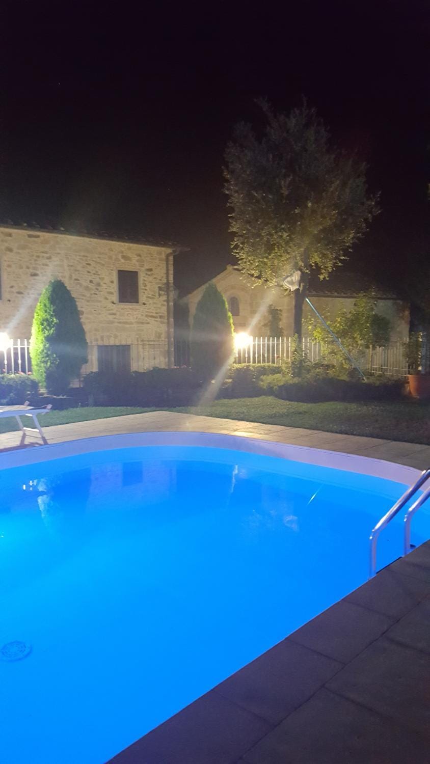 Night, Pool view, Swimming pool