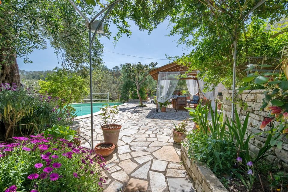 Patio, Spring, Day, Natural landscape, Garden, Garden view, Pool view, Swimming pool, sunbed