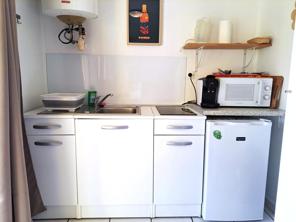 Kitchen or kitchenette, minibar, stove