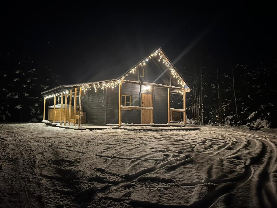 Property building, Night, Winter