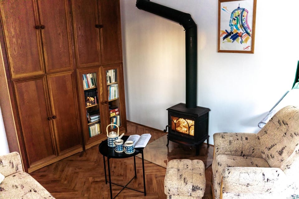 Library, Coffee/tea facilities, Living room, Seating area, fireplace