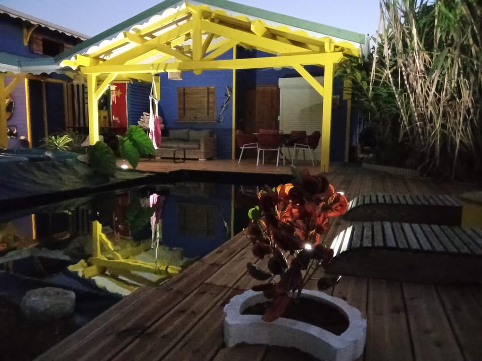 Patio, Night, Pool view, Swimming pool