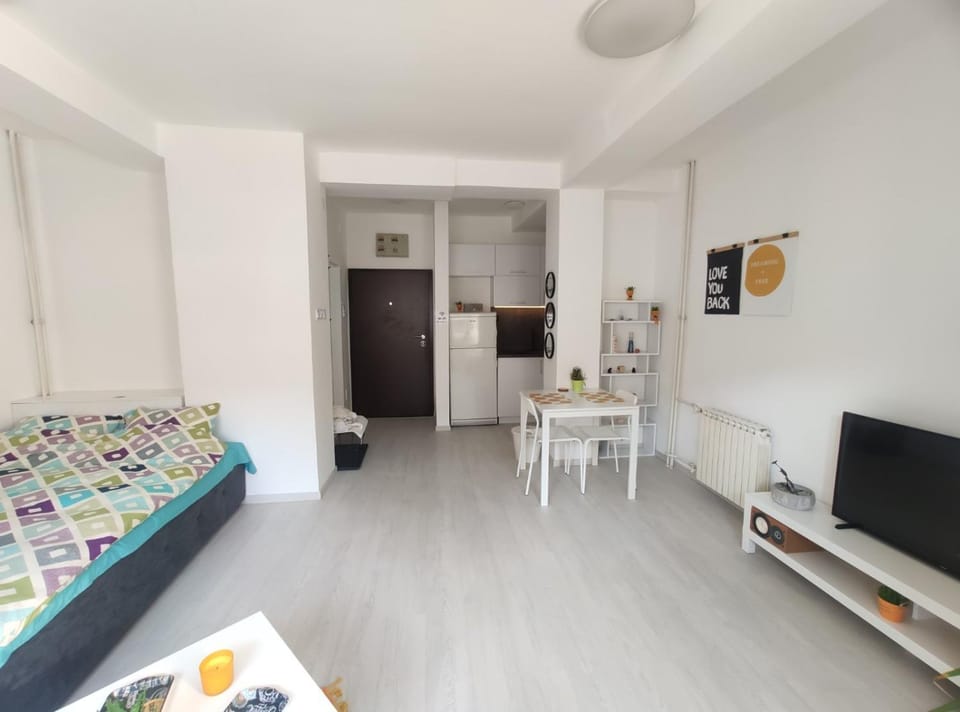 Bed, TV and multimedia, Kitchen or kitchenette, Photo of the whole room, Dining area