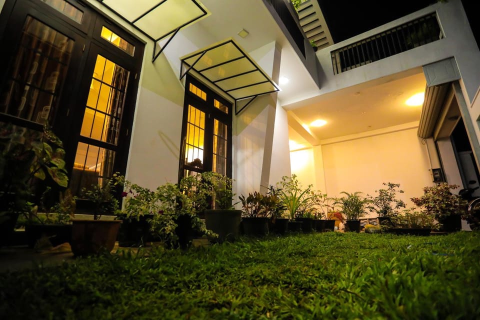 Property building, Night, Garden, Garden view